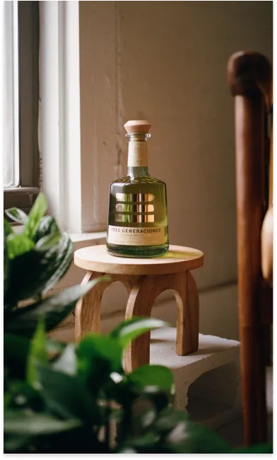 Reposado bottle on table
